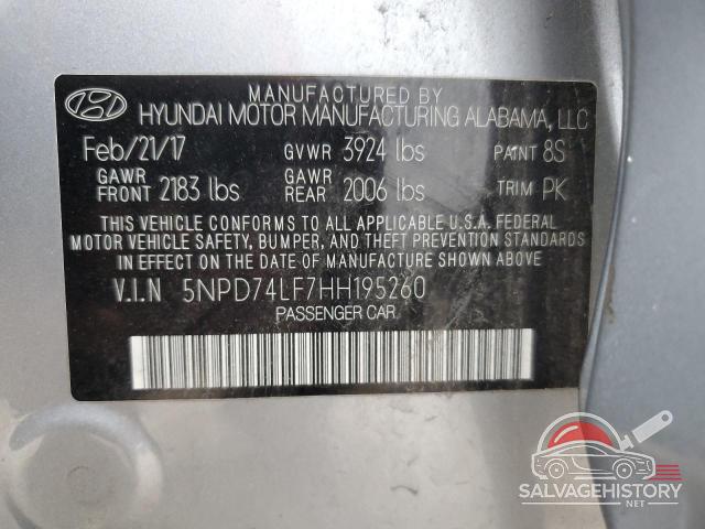 5NPD74LF7HH195260 2017 HYUNDAI ELANTRA photo no. 13