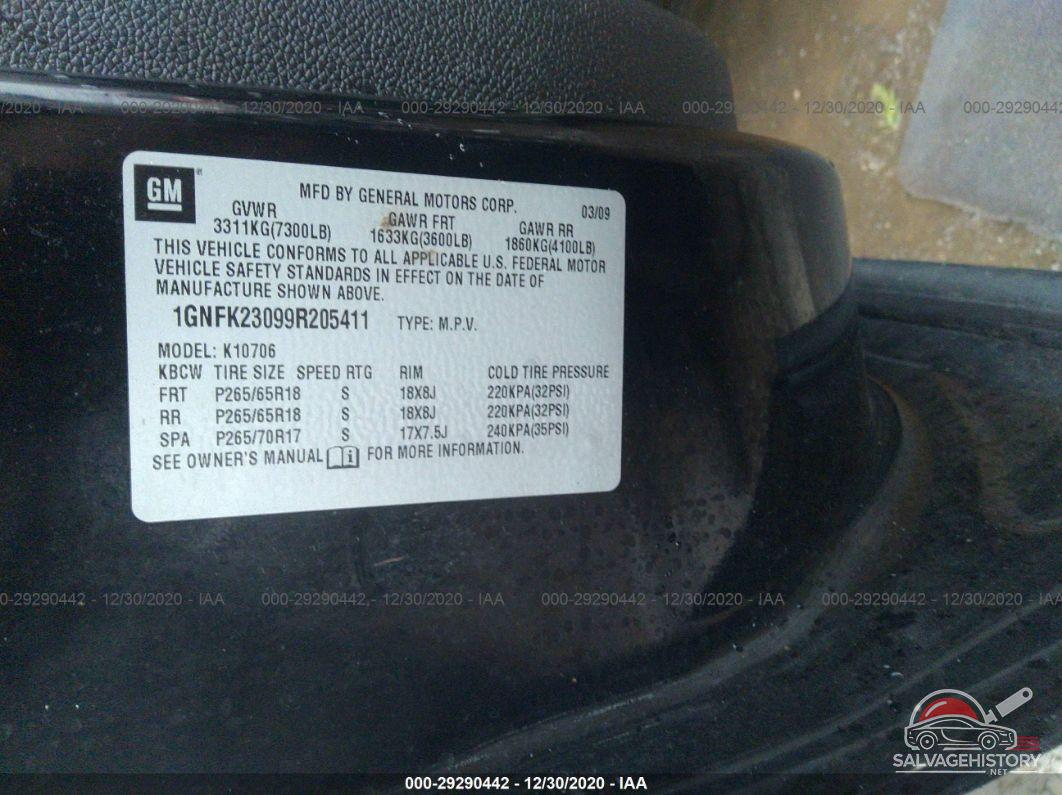 1GNFK23099R205411 2009 CHEVROLET TAHOE photo no. 9