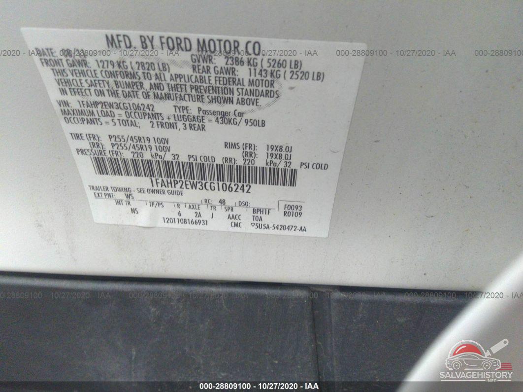 1FAHP2EW3CG106242 2012 FORD TAURUS photo no. 9