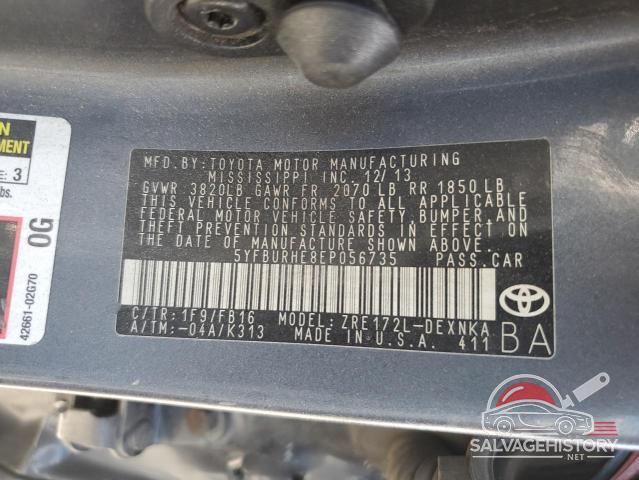 5YFBURHE8EP056735 2014 TOYOTA COROLLA photo no. 12