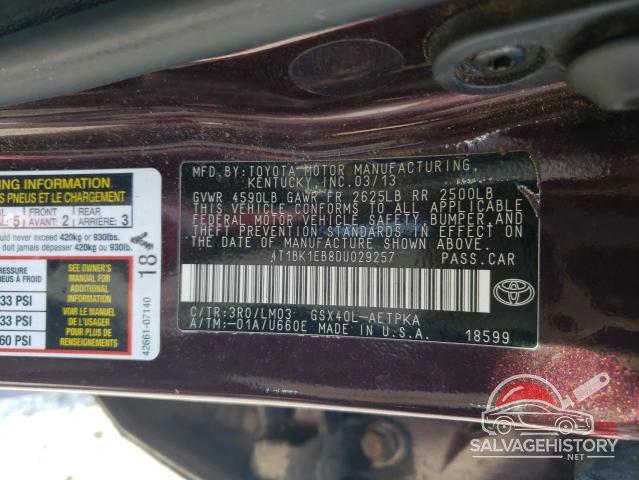 4T1BK1EB8DU029257 2013 TOYOTA AVALON photo no. 12