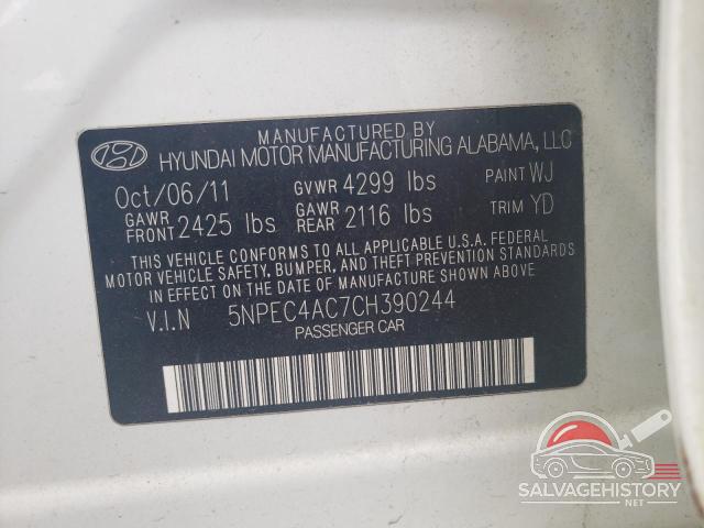5NPEC4AC7CH390244 2012 HYUNDAI SONATA photo no. 12