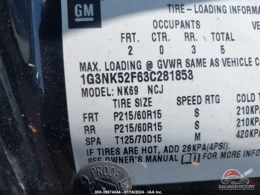 1G3NK52F63C281853 2003 OLDSMOBILE ALERO photo no. 9