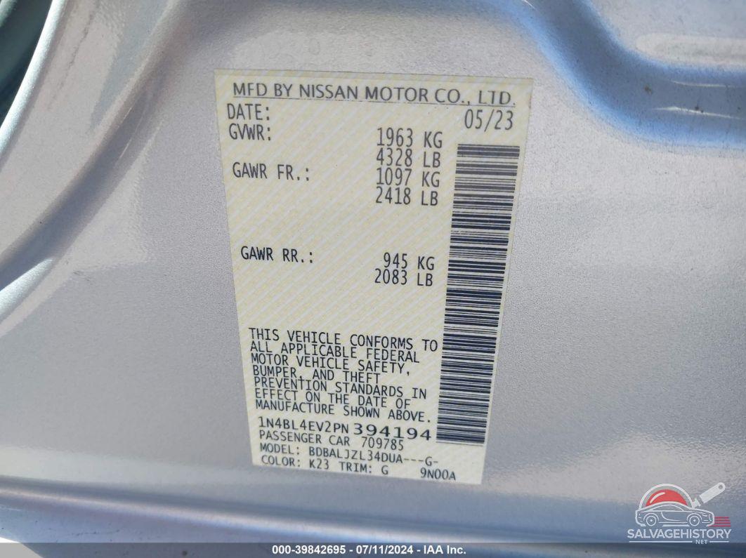 1N4BL4EV2PN394194 2023 NISSAN ALTIMA photo no. 9