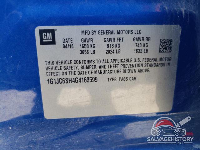 1G1JC6SH4G4163599 2016 CHEVROLET SONIC photo no. 13