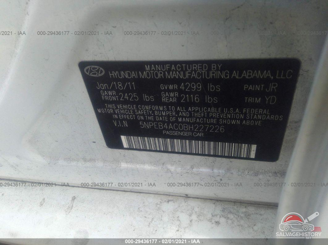 5NPEB4AC0BH227226 2011 HYUNDAI SONATA photo no. 9