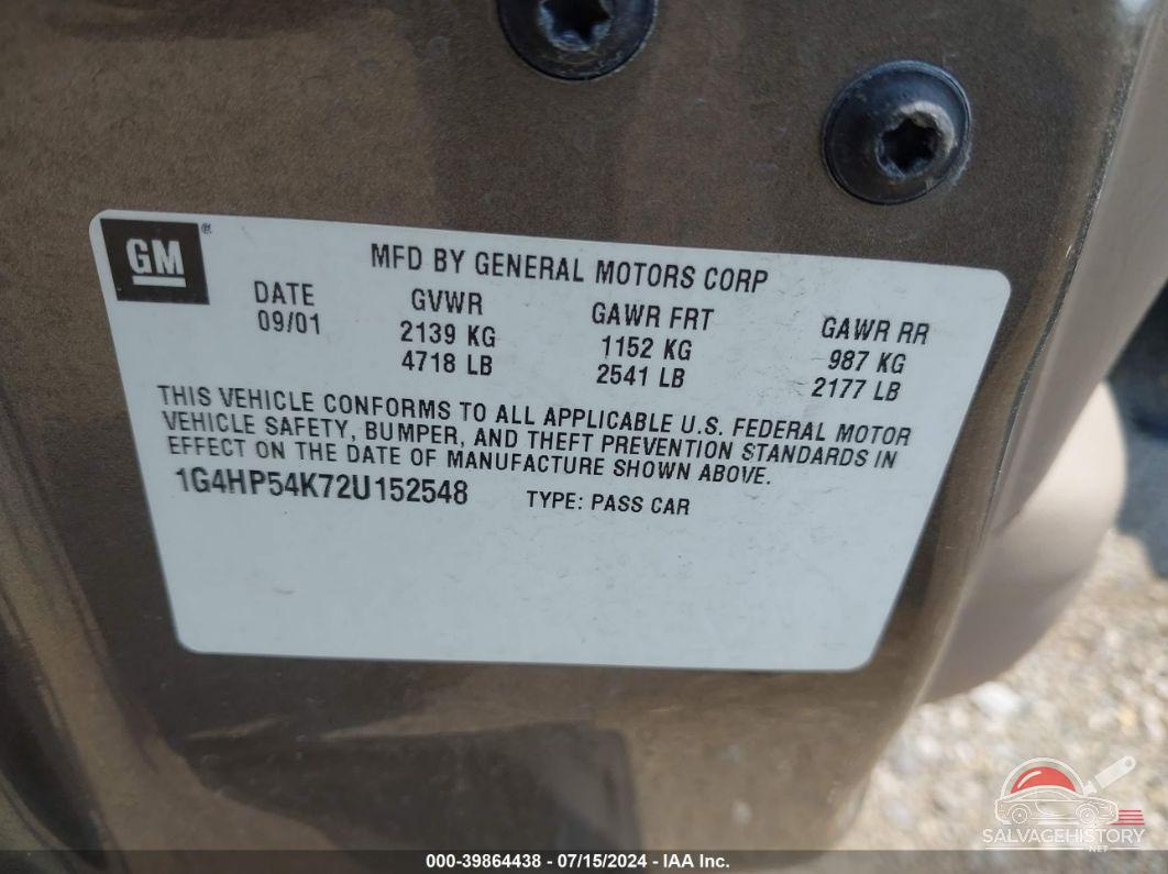 1G4HP54K72U152548 2002 BUICK LESABRE photo no. 9