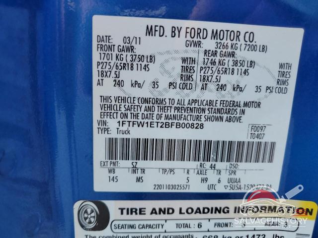 1FTFW1ET2BFB00828 2011 FORD F-150 photo no. 12