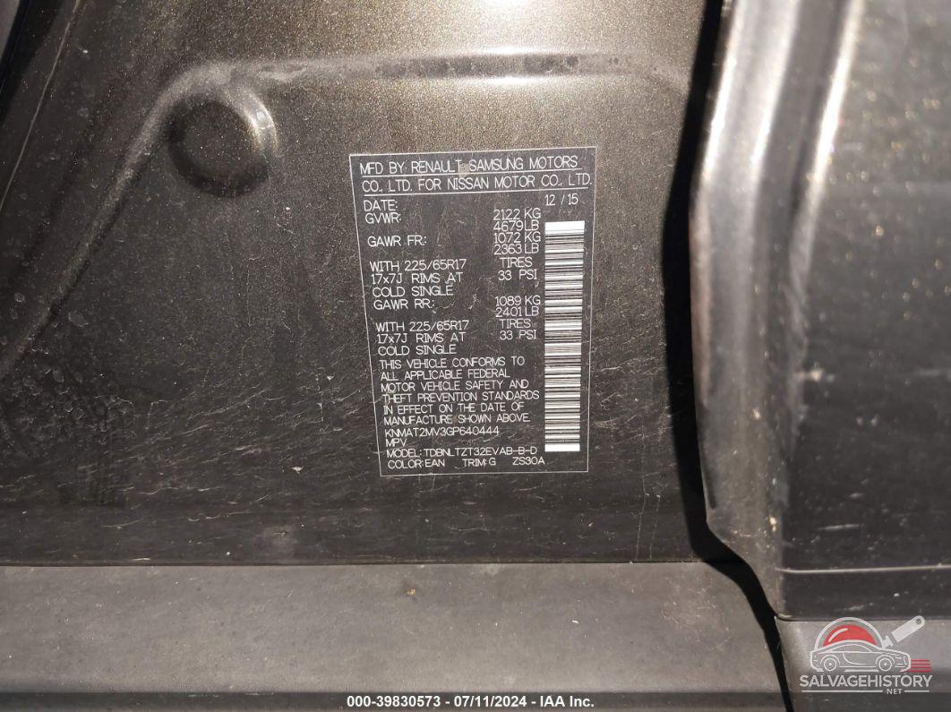 KNMAT2MV3GP640444 2016 NISSAN ROGUE photo no. 9