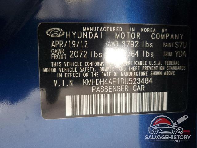 KMHDH4AE1DU523484 2013 HYUNDAI ELANTRA photo no. 12