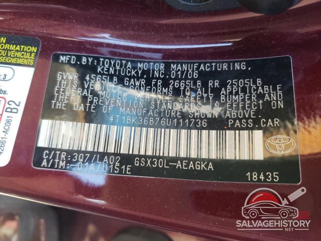 4T1BK36B76U111736 2006 TOYOTA AVALON photo no. 13