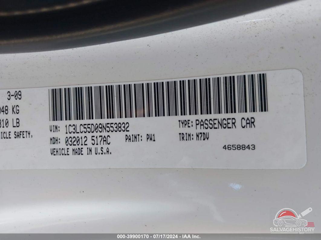 1C3LC55D09N553832 2009 CHRYSLER SEBRING photo no. 9