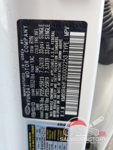 KM8SR4HF3DU002253 2013 HYUNDAI SANTA FE photo no. 13