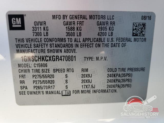 1GNSCHKCXGR470801 2016 CHEVROLET SUBURBAN photo no. 14