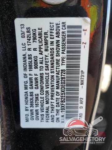 19XFB2E5XDE028728 2013 HONDA CIVIC photo no. 12