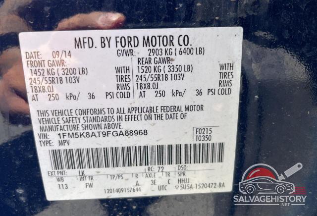 1FM5K8AT9FGA88968 2015 FORD EXPLORER photo no. 10