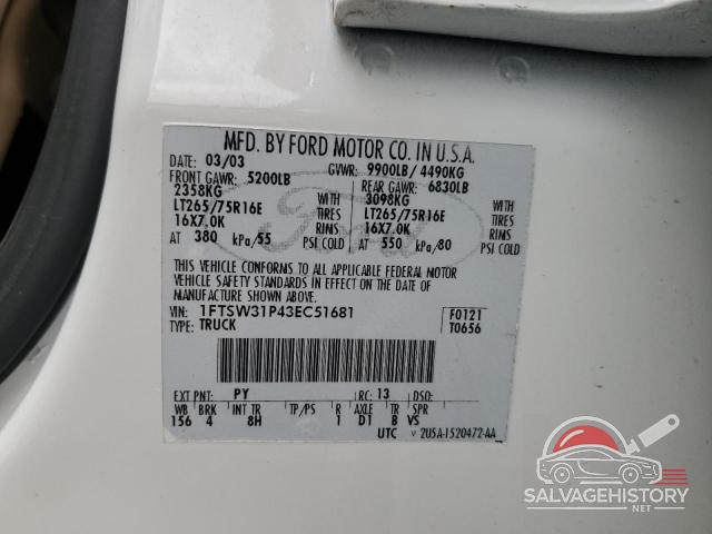 1FTSW31P43EC51681 2003 FORD F350 photo no. 12