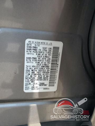 JN8AZ1MW7AW128818 2010 NISSAN MURANO photo no. 12