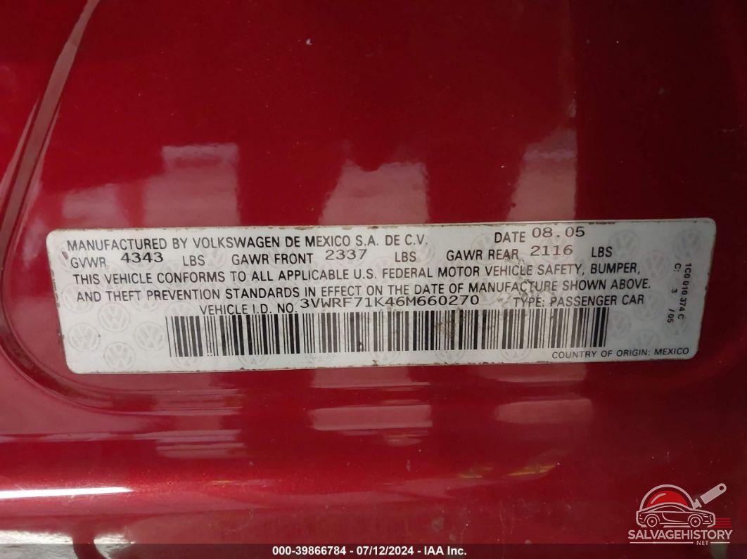 3VWRF71K46M660270 2006 VOLKSWAGEN JETTA photo no. 9