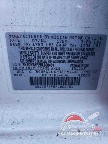 3N1CN7AP2HL800481 2017 NISSAN VERSA photo no. 12