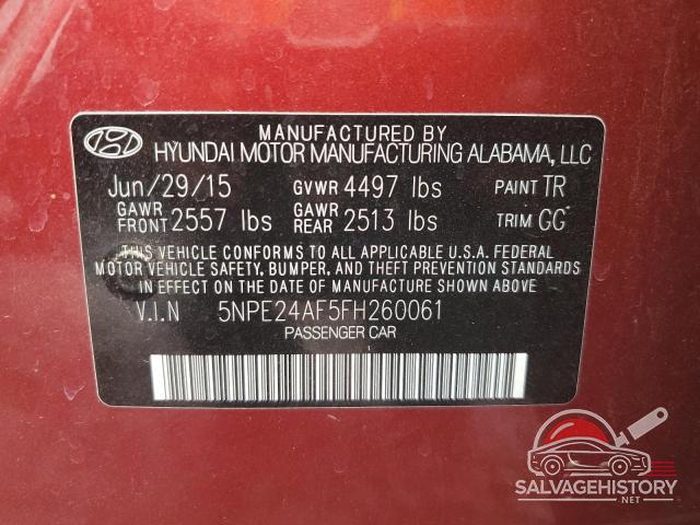 5NPE24AF5FH260061 2015 HYUNDAI SONATA photo no. 12