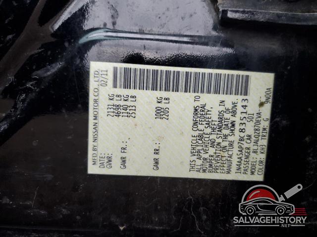 1N4AA5AP7BC835143 2011 NISSAN MAXIMA photo no. 12