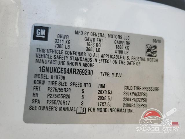 1GNUKCE04AR269290 2010 CHEVROLET TAHOE photo no. 13